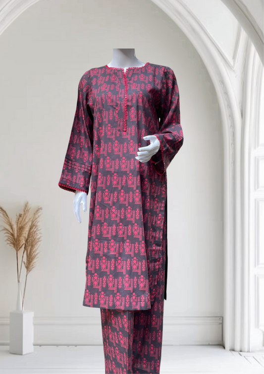 Stitched - 2 Piece Printed Lawn (Shirt + Trouser)