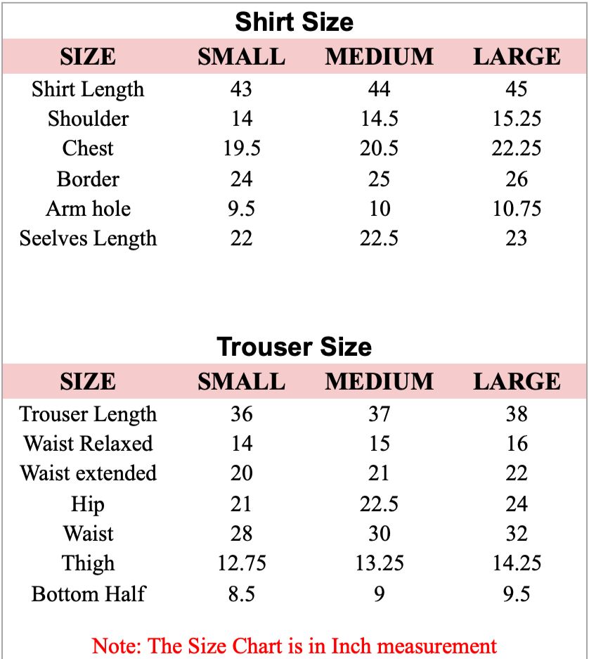 Aurorea Luxe Lawn Size Chart
