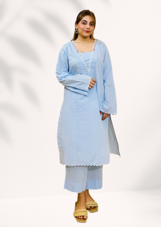 Women's Cambric 2 Piece Suit with Embroidery