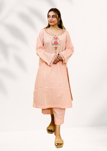 Women's Cambric 2 Piece Suit with Embroidery