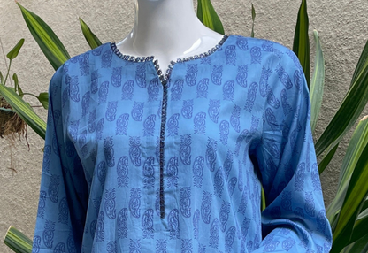 Women's Lawn 2 Piece Co-ord Suit with Lace Detailing
