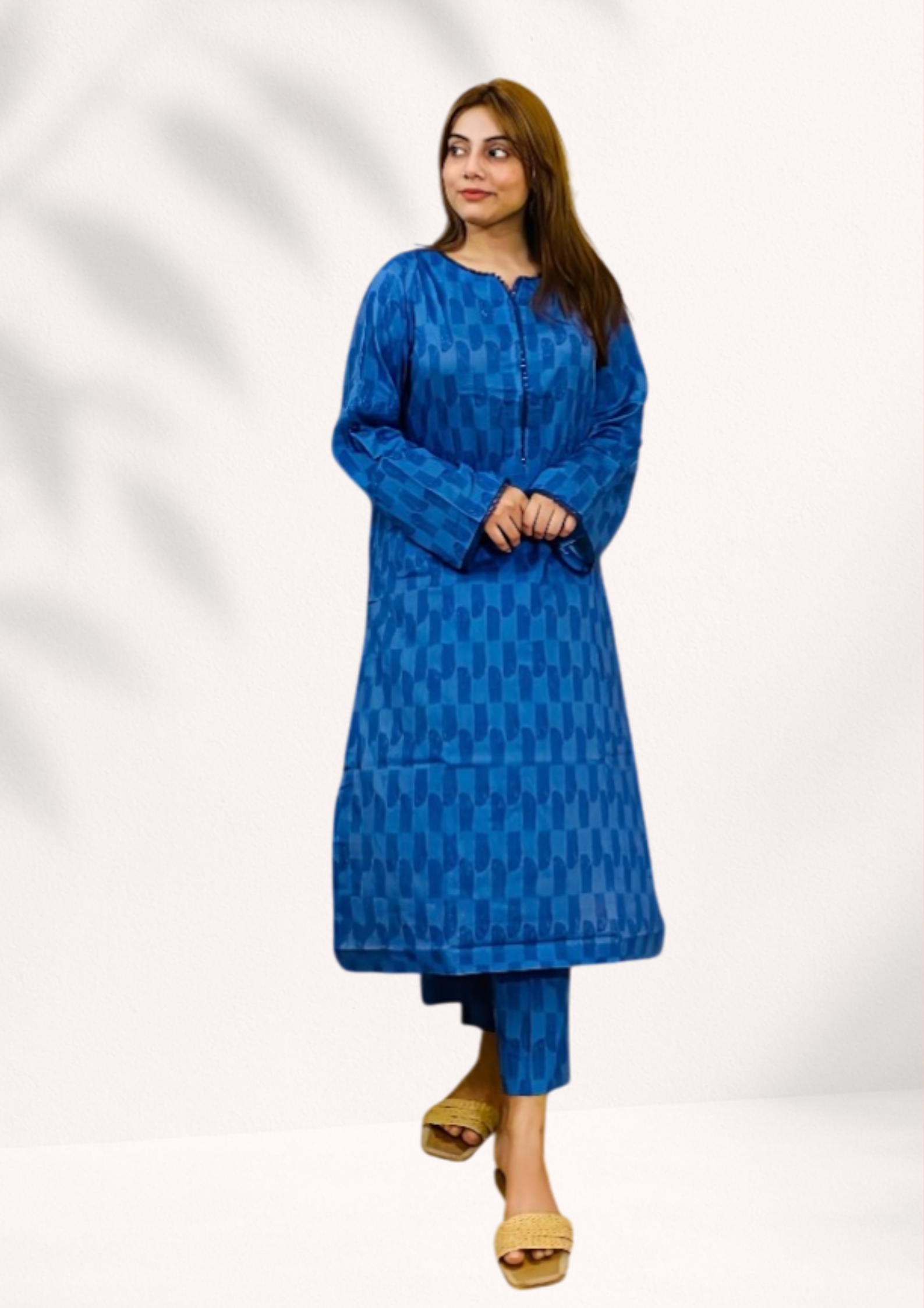 Women's Lawn 2 Piece Co-ord Suit with Lace Detailing