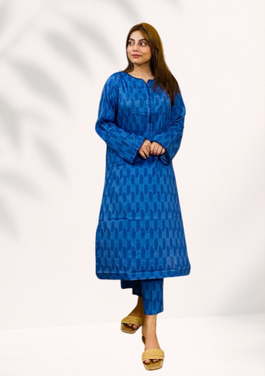 Women's Lawn 2 Piece Co-ord Suit with Lace Detailing