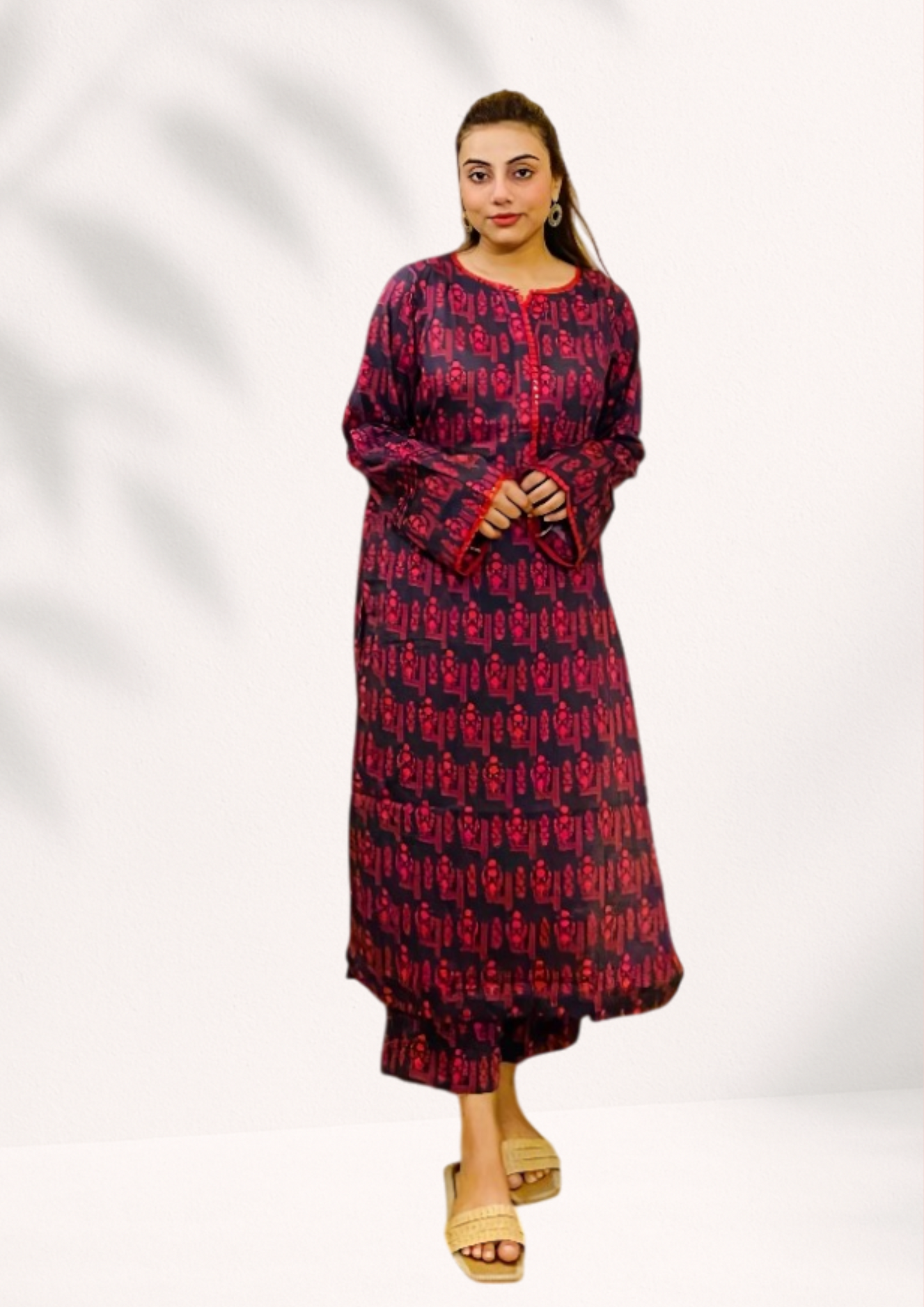 Women's Lawn 2 Piece Co-ord Suit with Lace Detailing
