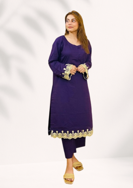 Women's Cambric 2 Piece Suit with Embroidery