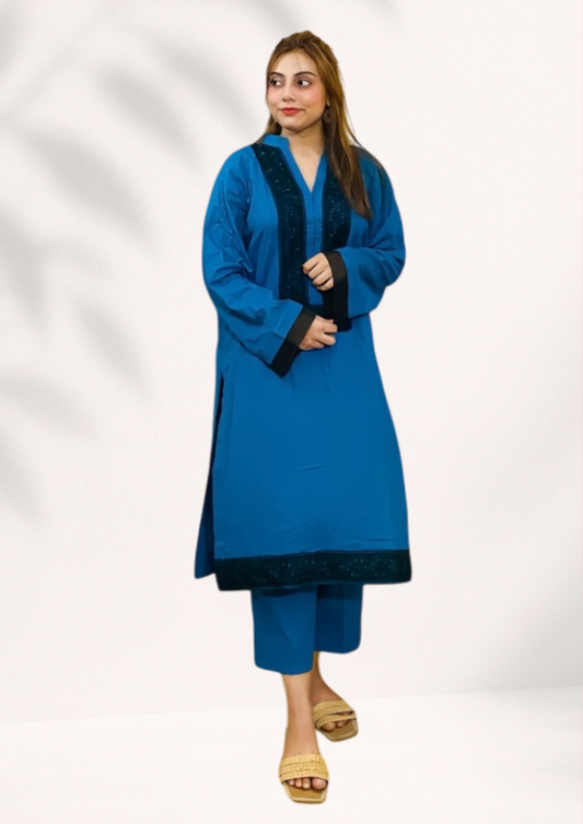 Women's Cambric 2 Piece Suit with Embroidery